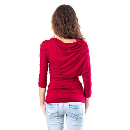 Asymmetric Top, Burgundy Asymmetric Cut Shirt, Summer Vibes Womens Tops, Casual Style Dark red Top, Party Dress For Women