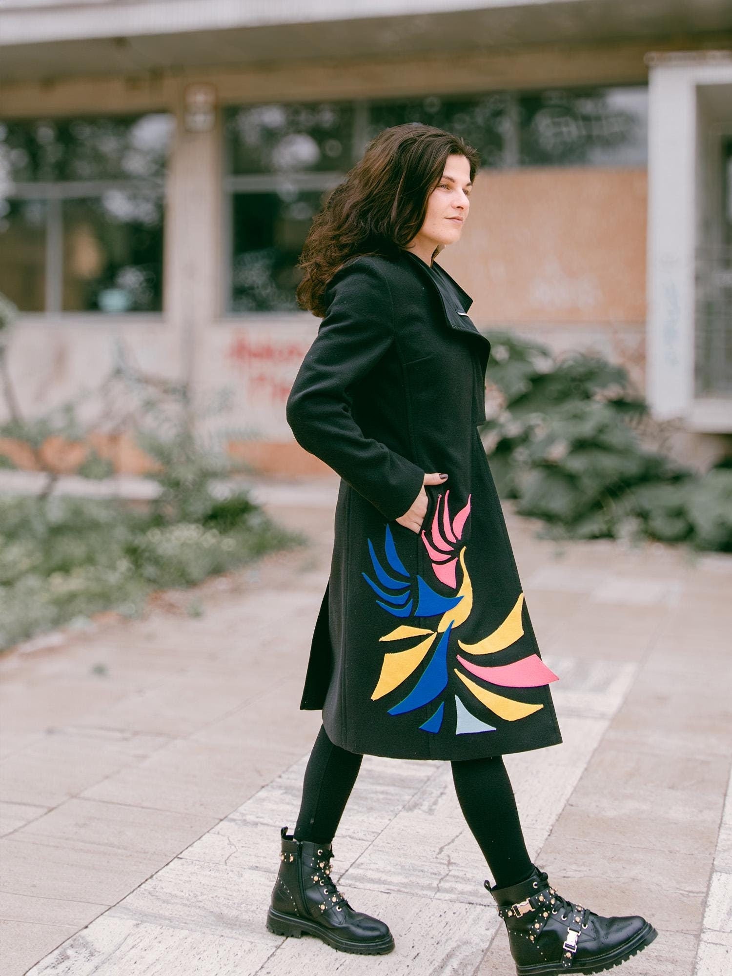 Black Wool Coat FENIX – A Statement of Power, Elegance, and Individuality, Modern black wool coat, Plus size coat, Extravagant coat,