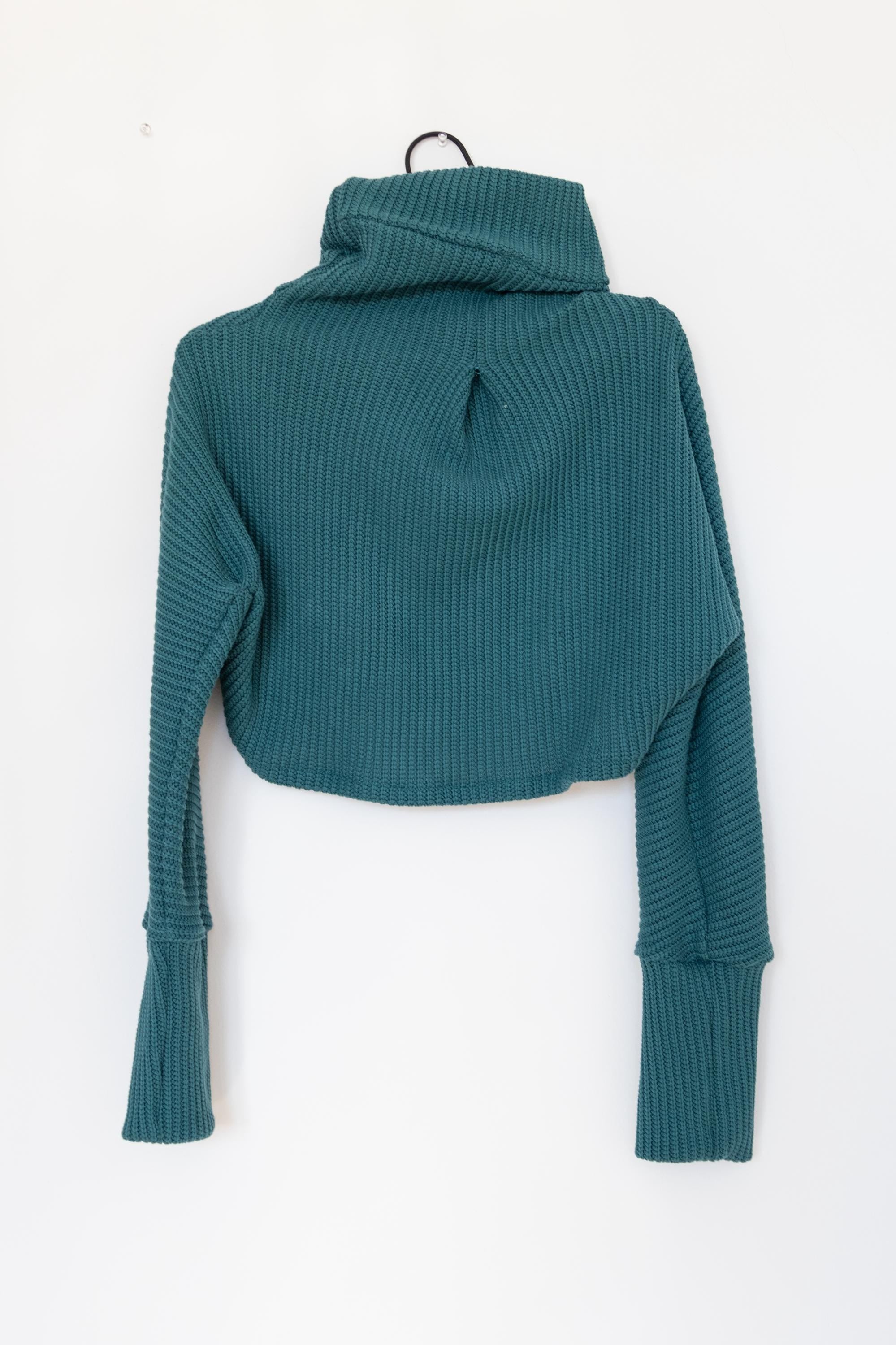 Cotton bolero sweater in dark red with high collar, turtle neck, cowl neck bolero, crop sweater, red sweater bolero