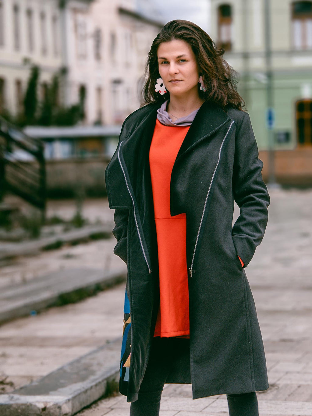 Black Wool Coat FENIX – A Statement of Power, Elegance, and Individuality, Modern black wool coat, Plus size coat, Extravagant coat,