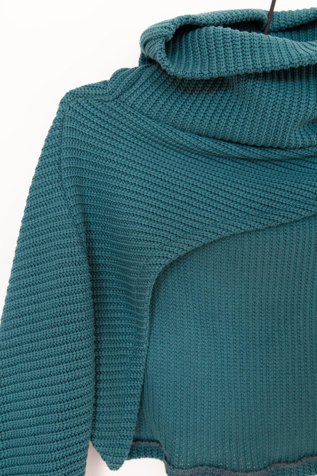 Cotton Blue bolero sweater with high collar, turtle neck, Modern crop sweater, Elegant sweater bolero