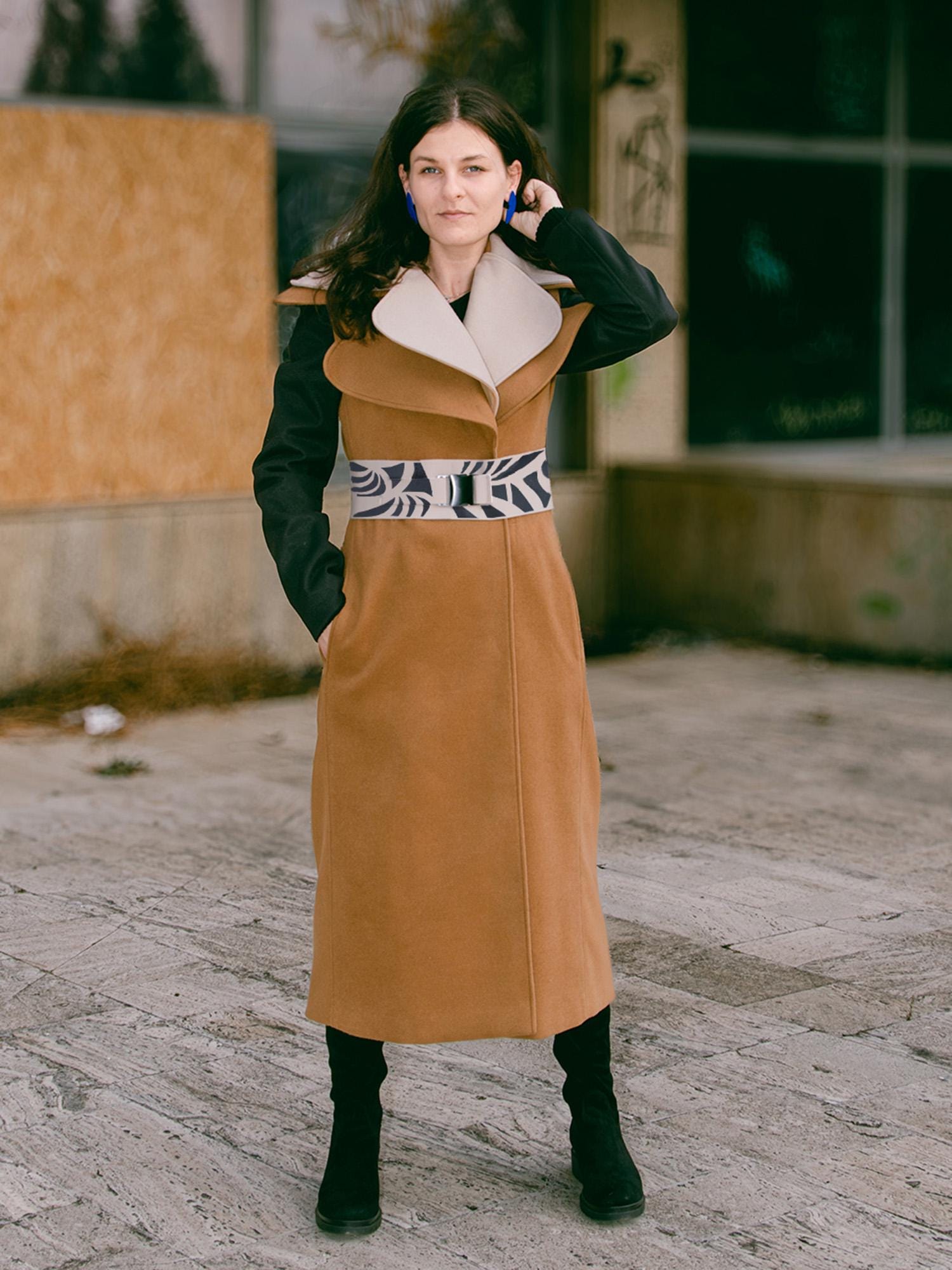 Camel Wool Coat – Elegant, Warm coat , and Handmade long coat, tailored elegant, Tailored coat