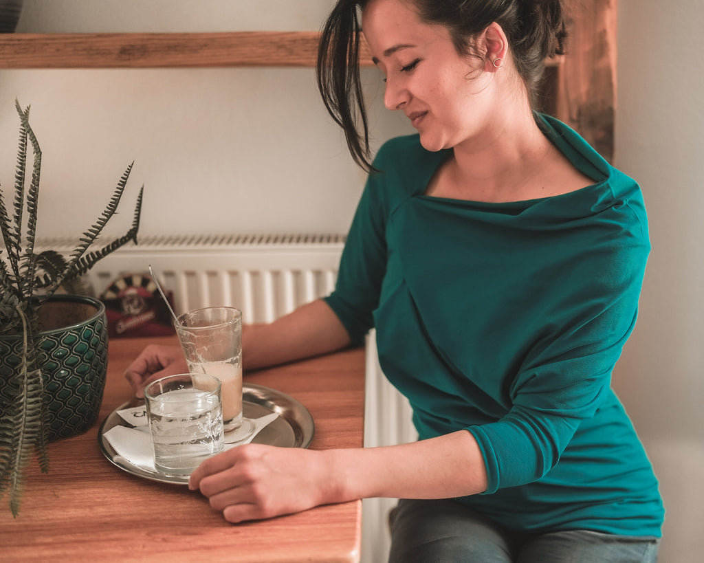 Petrol blue Extravagant  Asymmetric Top, Teal Asymmetric Cut Shirt, Summer Vibes Womens Tops, Casual Style Yellow Top, Party Dress For Women