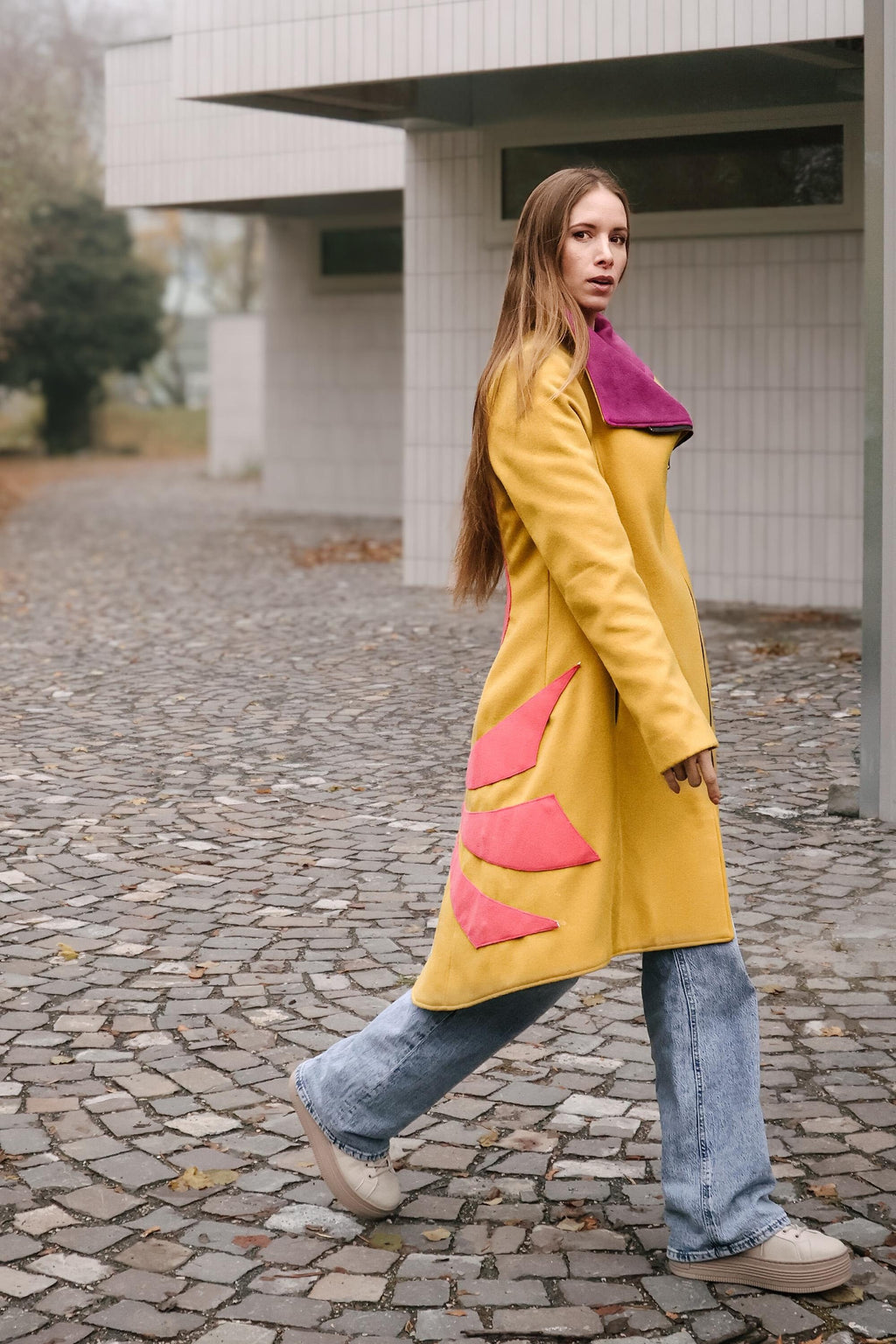 Yellow Wool Coat FENIX – A Statement of Power, Quilted coat jacket, Modern black wool coat, Extravagant coat, Tailor made coat