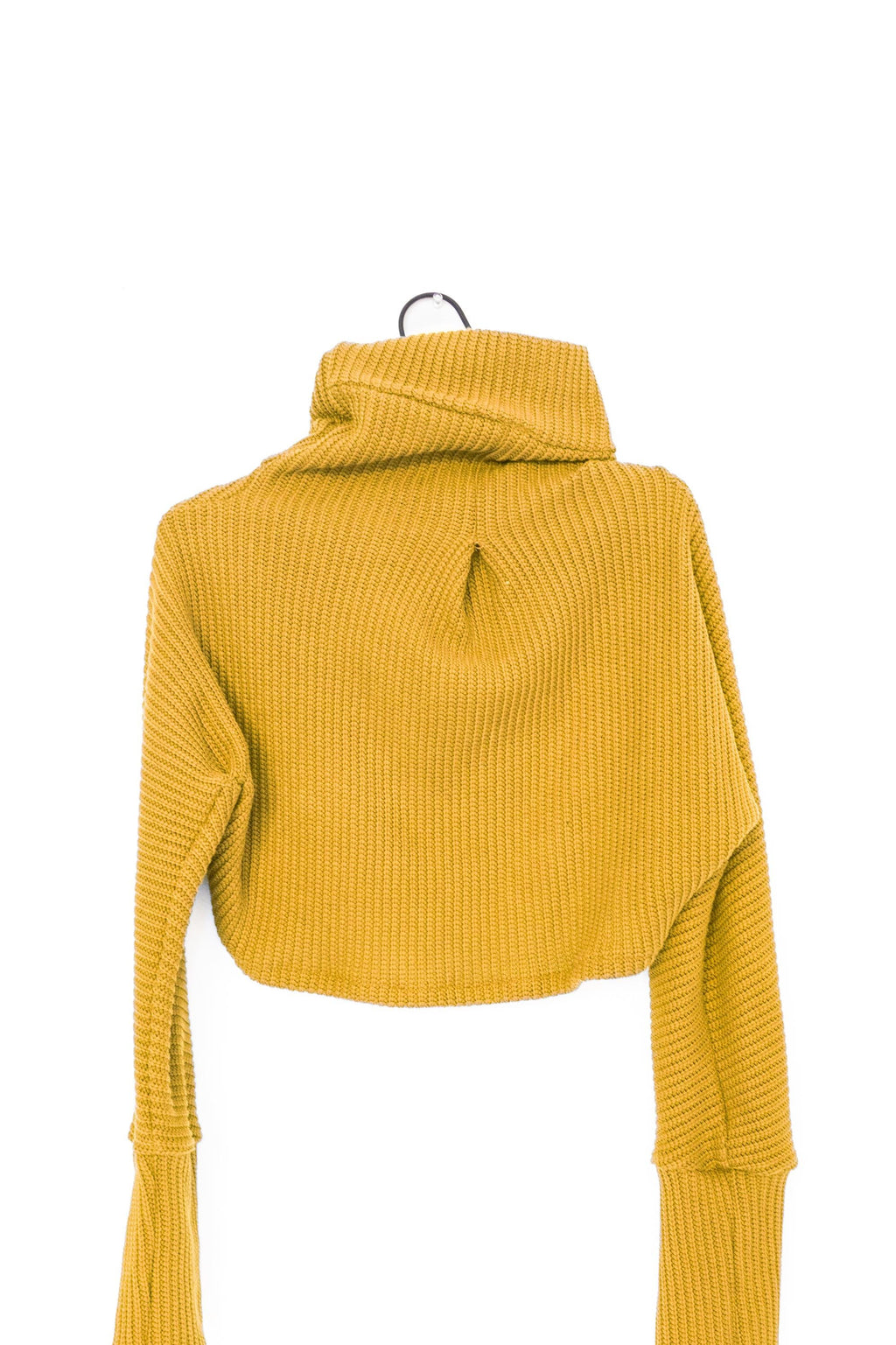 Turtle neck Yellow Cotton bolero sweater with high collar, crop sweater, bolero sweater, yellow top sweater