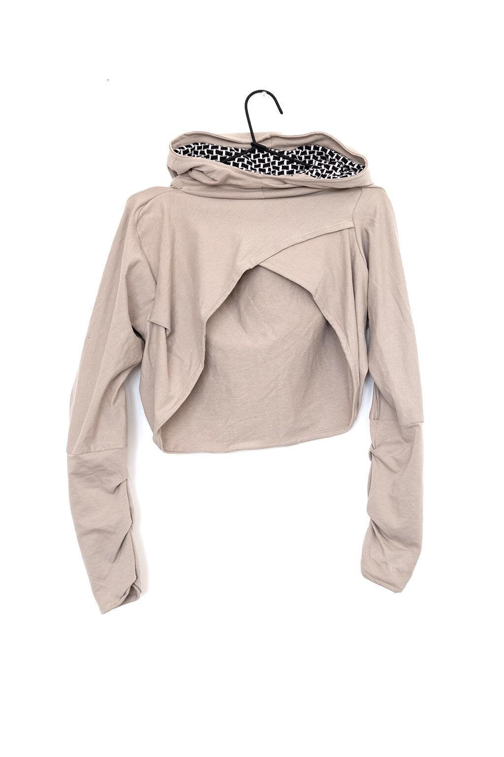 Beige Hooded Bolero Shrug – Unique, Versatile, and Handmade Hoodie