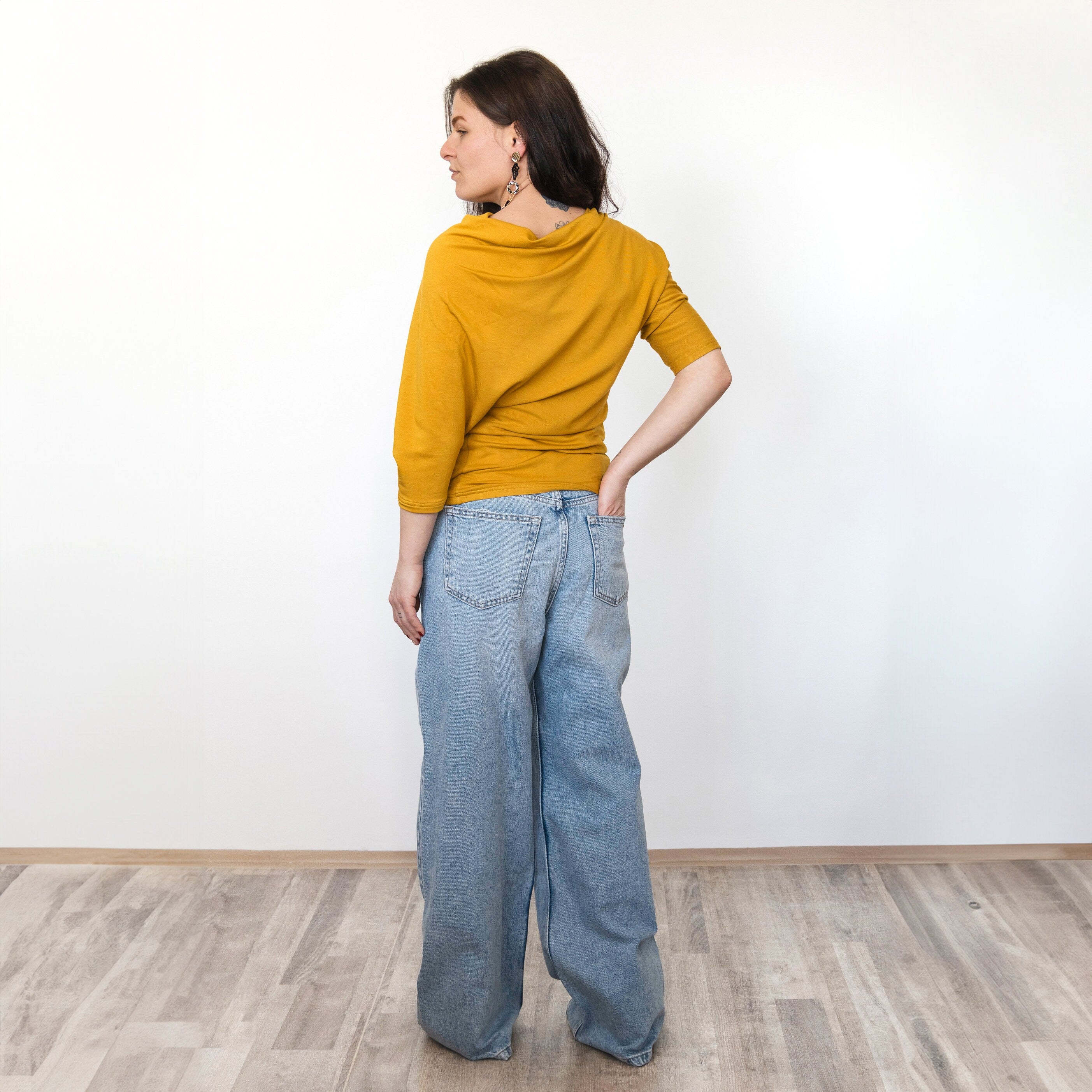 Asymmetric Yellow Top, Mustard Asymmetrical Shirt, Chic Women’s Blouse, Casual Yet Elegant Long Sleeve Top, extravagant blouse