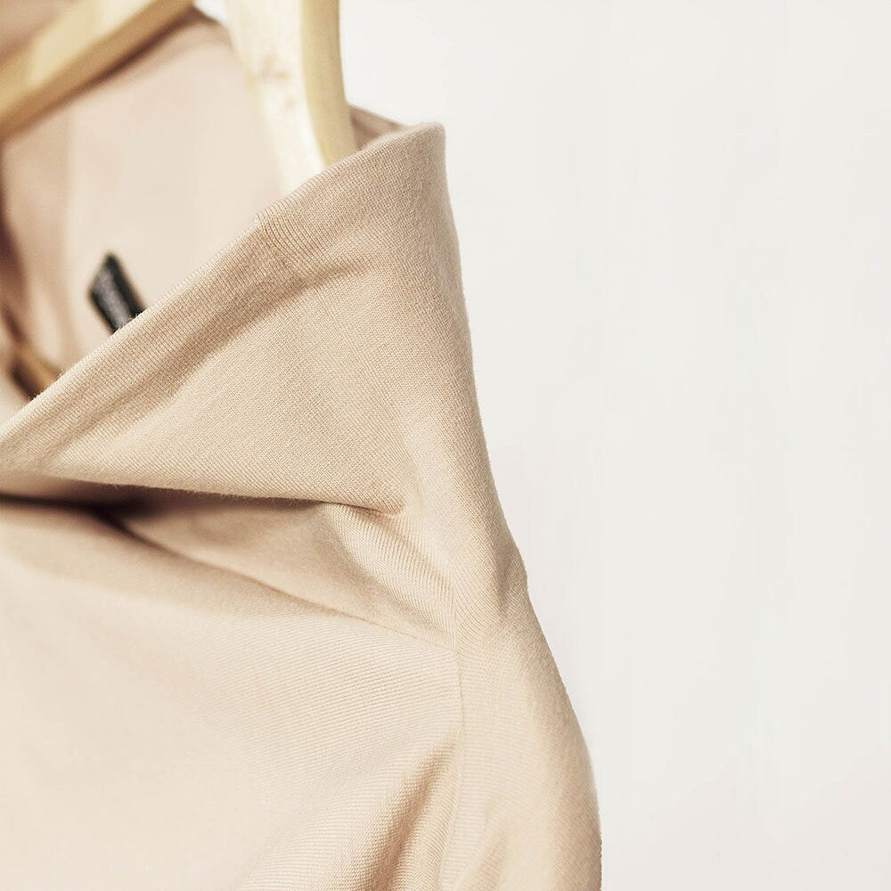 Asymmetrical Cotton Jersey Bolero – Beige Cropped Jacket, Minimalist Handmade Shrug, Modern Layering Piece, Avant-Garde Fashion