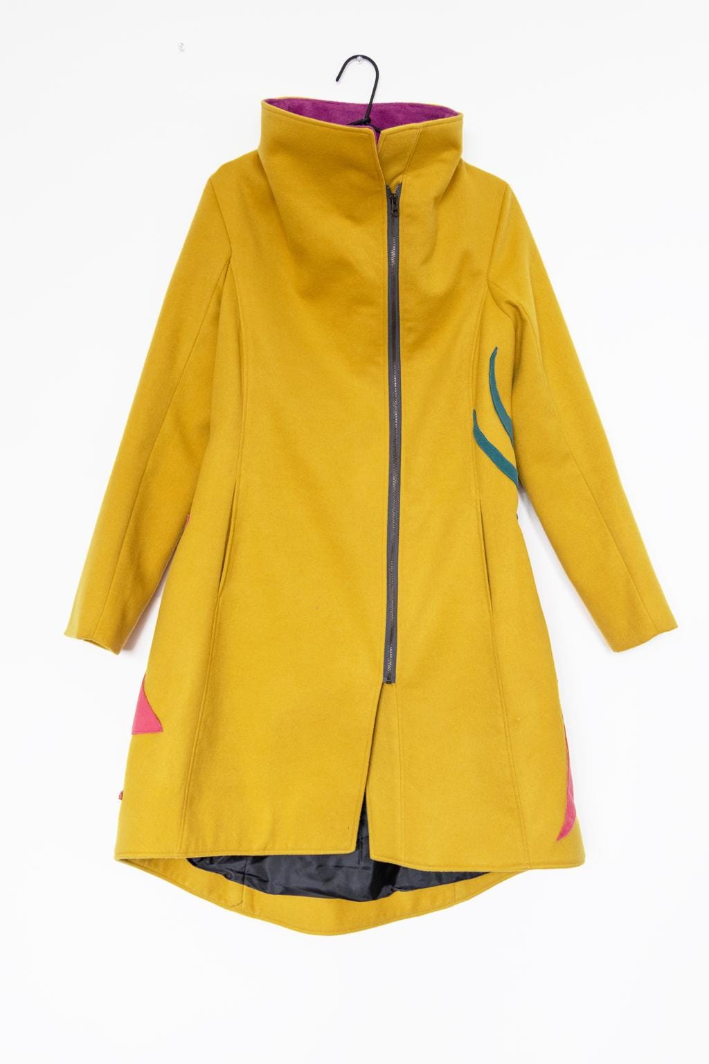 Yellow Wool Coat FENIX – A Statement of Power, Quilted coat jacket, Modern black wool coat, Extravagant coat, Tailor made coat