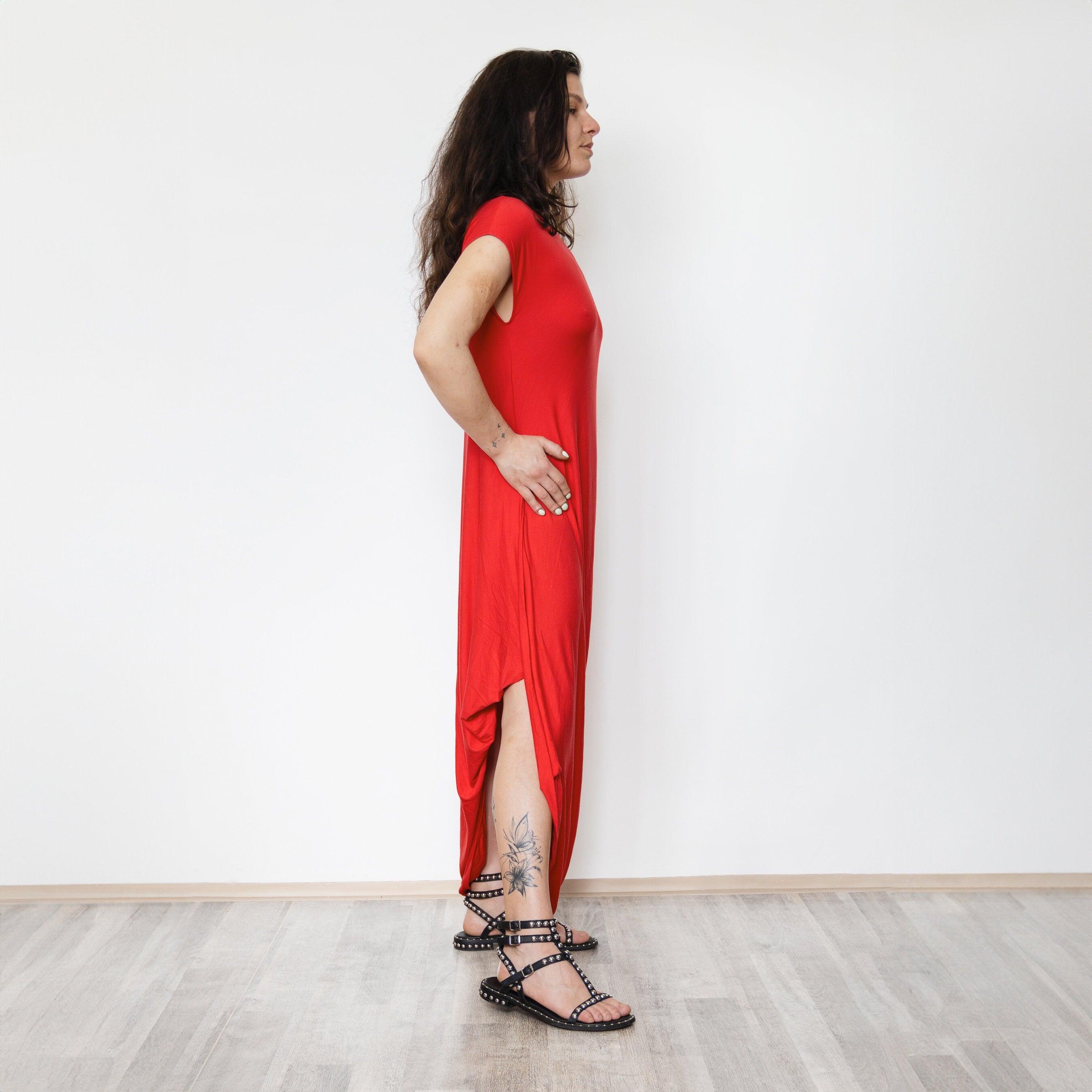 Asymmetrical Minimalistic Dress, Modest Maxi Dress, Elegant Summer Dress for Women, Draped Sleeveless Dress, extravagant dress