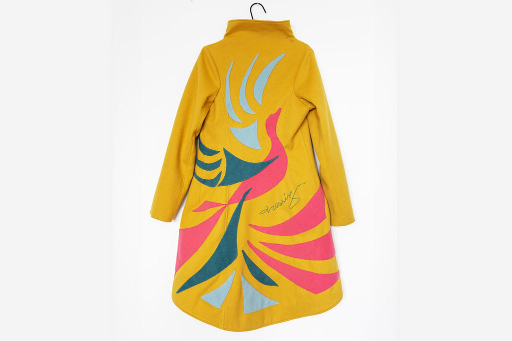 Yellow Wool Coat FENIX – A Statement of Power, Quilted coat jacket, Modern black wool coat, Extravagant coat, Tailor made coat