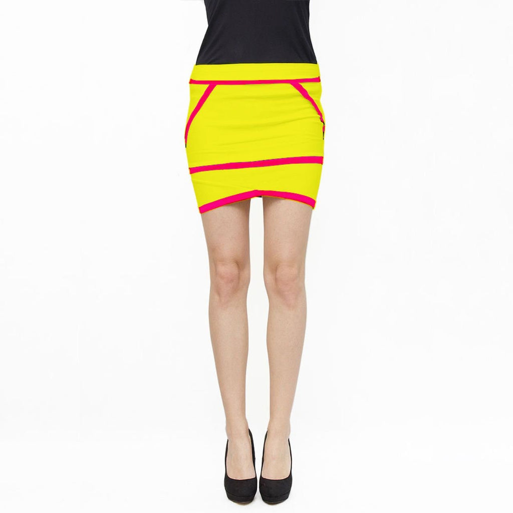 Yellow and pink geometric skirt