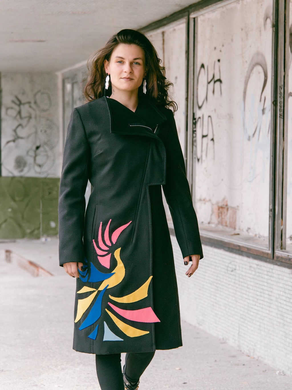 Black Wool Coat FENIX – A Statement of Power, Elegance, and Individuality, Modern black wool coat, Plus size coat, Extravagant coat,