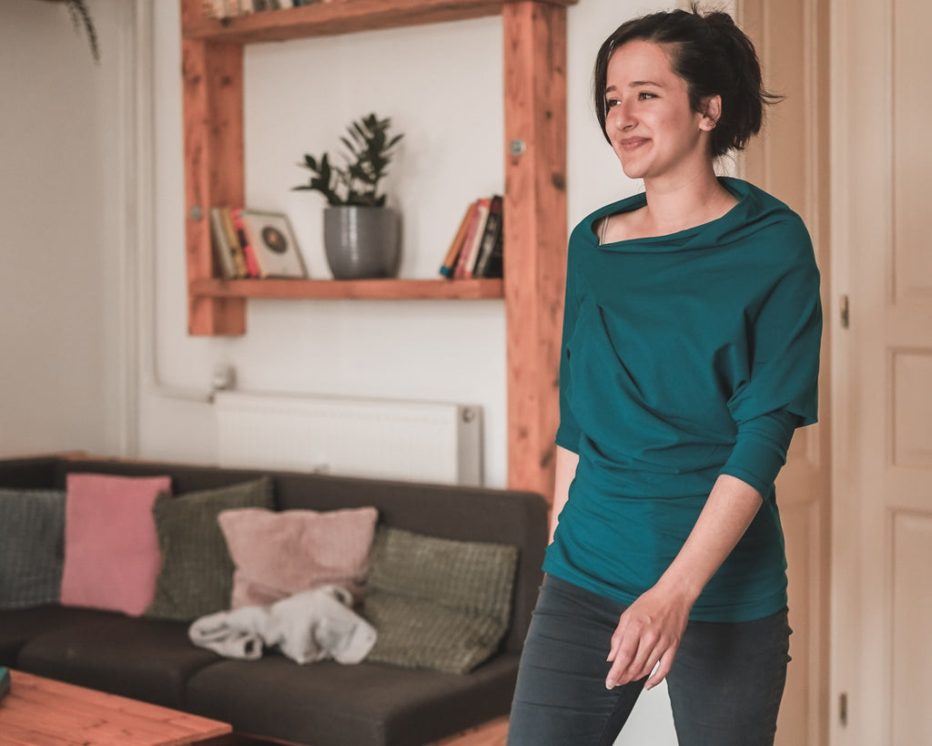 Petrol blue Extravagant  Asymmetric Top, Teal Asymmetric Cut Shirt, Summer Vibes Womens Tops, Casual Style Yellow Top, Party Dress For Women