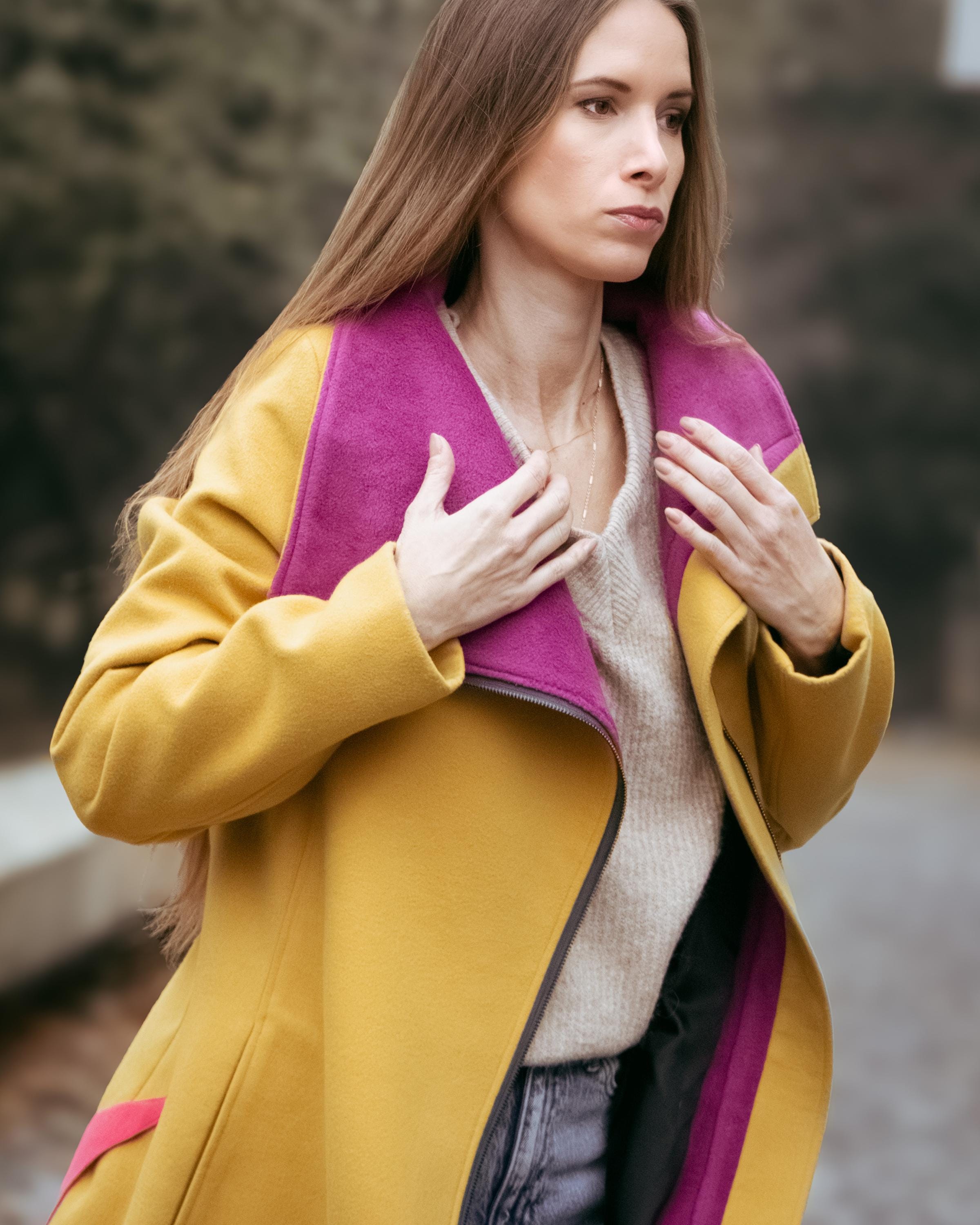 Yellow Wool Coat FENIX – A Statement of Power, Quilted coat jacket, Modern black wool coat, Extravagant coat, Tailor made coat