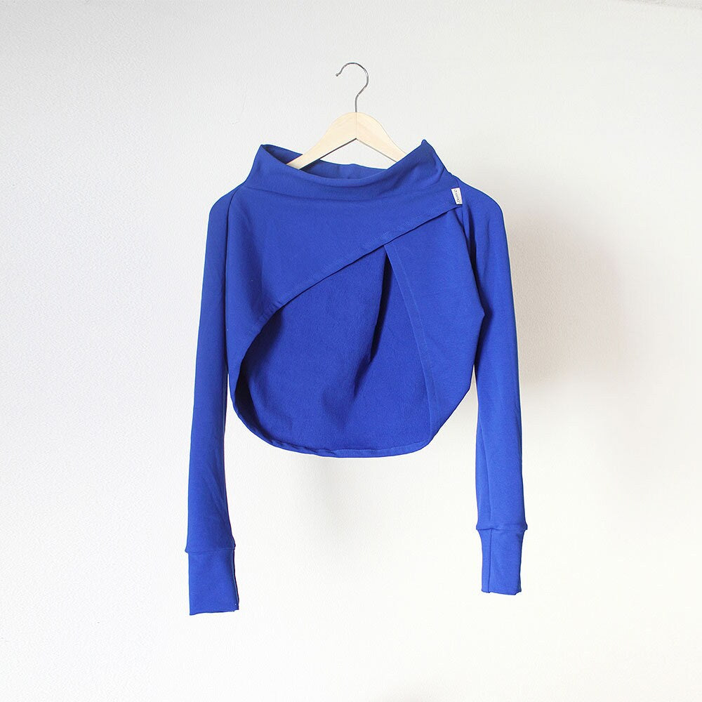 Asymmetric bolero deep blue,  Bolero Shrug, Long Sleeve Shrug Bolero, Casual Style Shoulder Cover, Soft Women Bolero, Evening Shrug