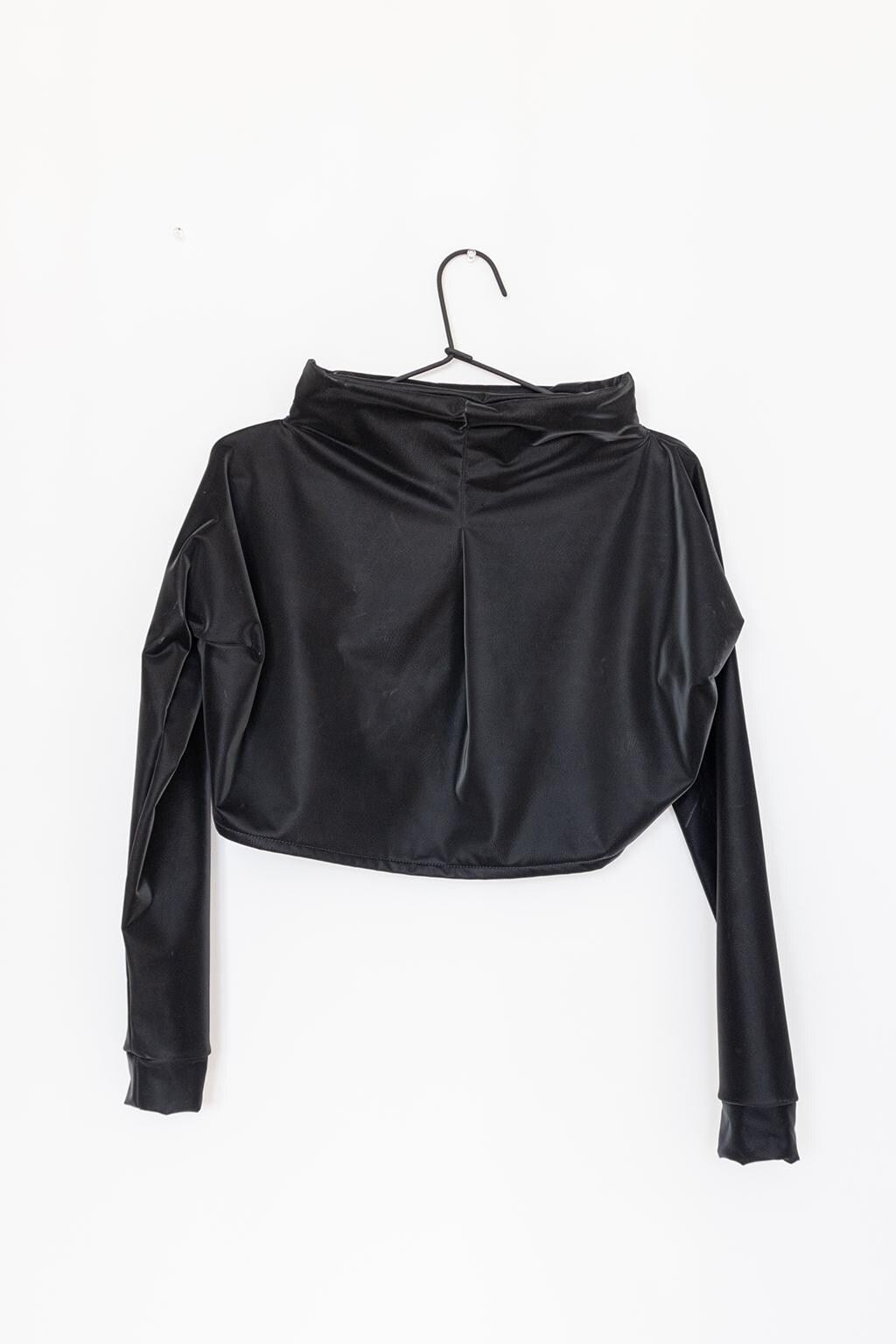 Gothic shrug bolero arm sleeves vest | Gothic Dark Aesthetics Leatherette Jersey blazer jacket | biker bolero for corsets and dresses