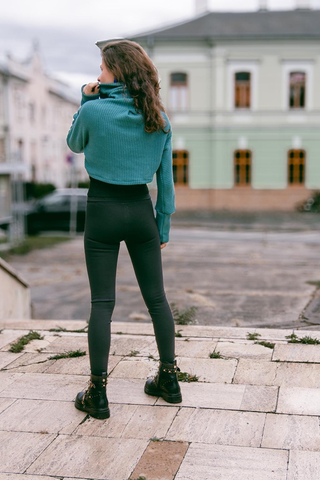 Turtle neck Yellow Cotton bolero sweater with high collar, crop sweater, bolero sweater, yellow top sweater